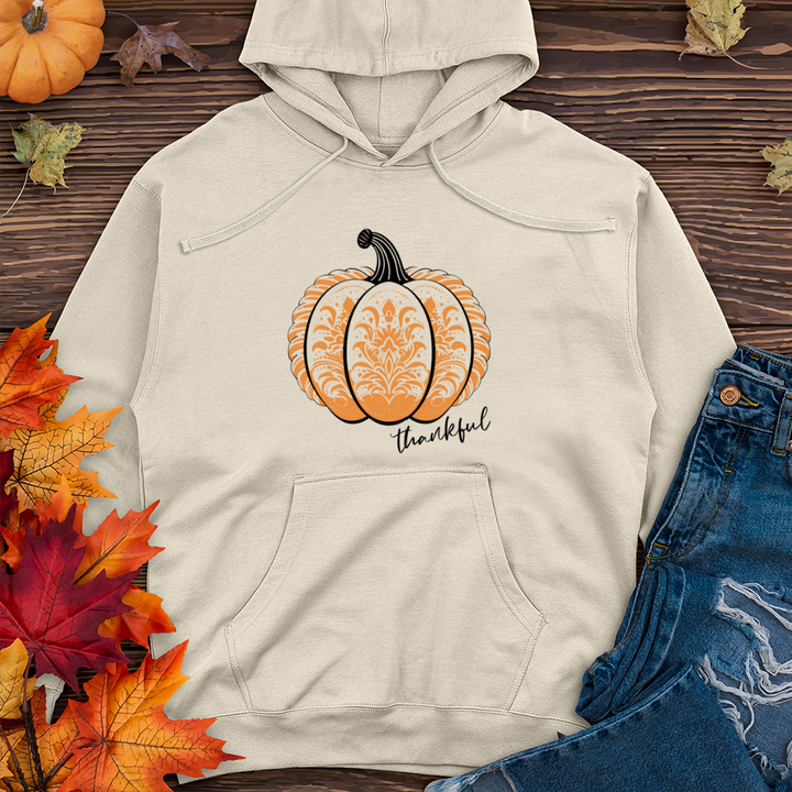 Vintage Retro Art Pumpkin Midweight Hooded Sweatshirt