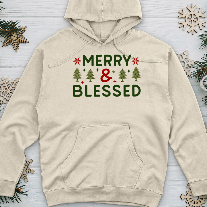 Merry & Blessed Plaid Green Midweight Hooded Sweatshirt