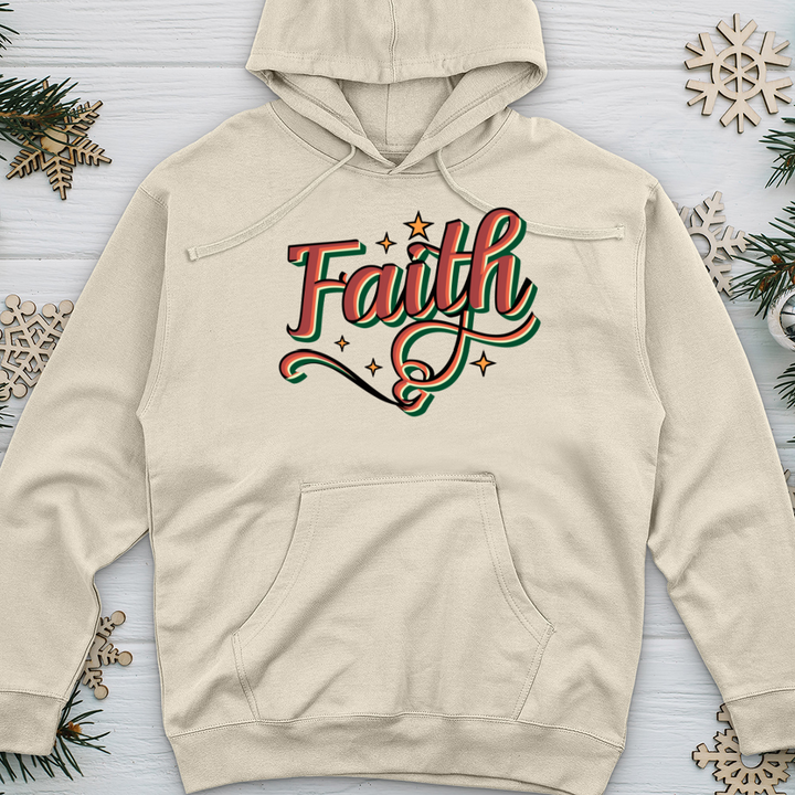 Retro Faith Christmas Midweight Hooded Sweatshirt