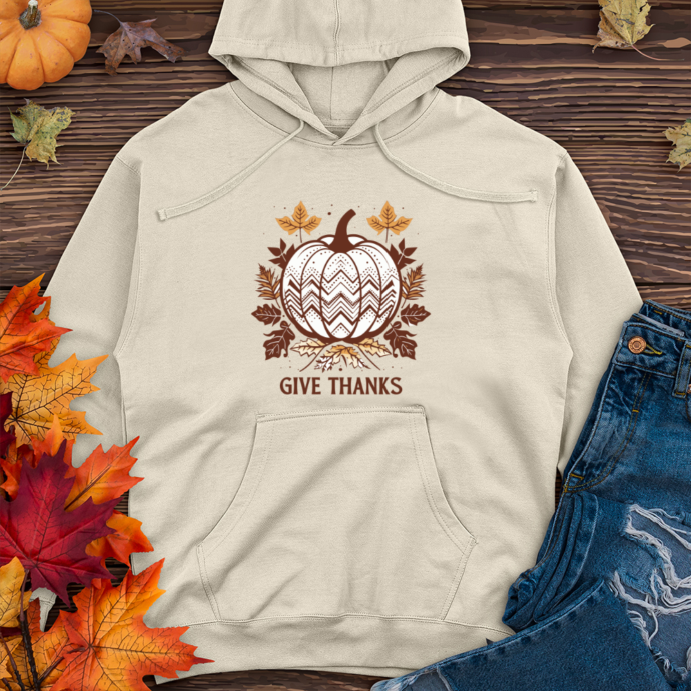 Vintage Autumn Chevron Midweight Hooded Sweatshirt