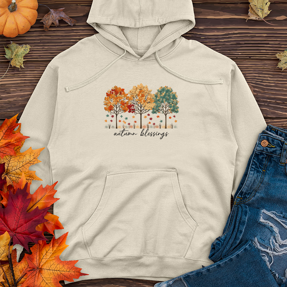Vintage Blooming Floral Trio Sparkling Trees 01 Midweight Hooded Sweatshirt