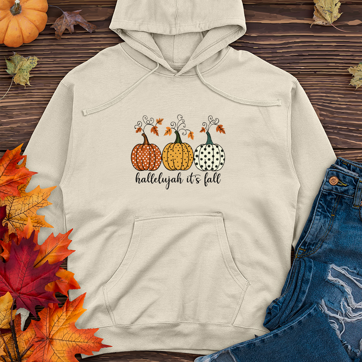 Retro Pumpkin Polka Dot Trio Midweight Hooded Sweatshirt