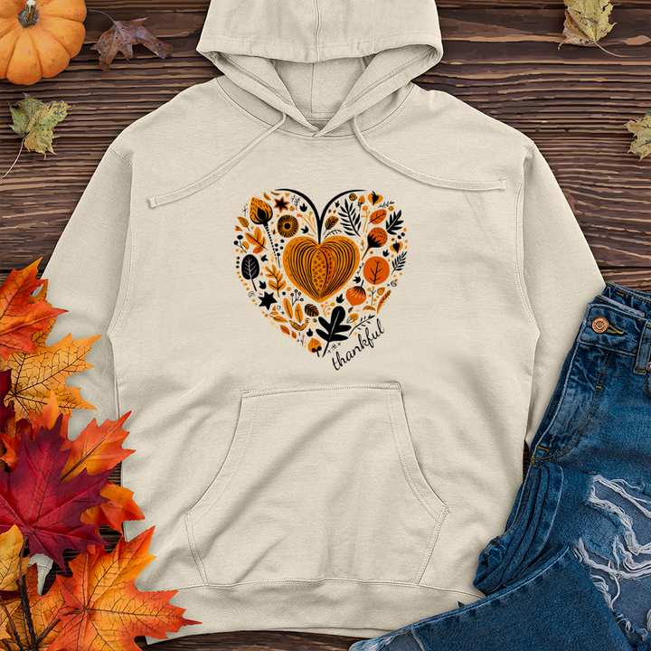 Contemporary Pumpkin Passion Heart & Pumpkin Icons Midweight Hooded Sweatshirt