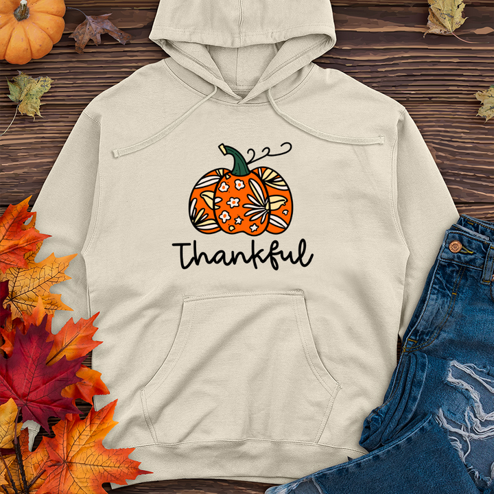 Thankful Pumpkin 01 Midweight Hooded Sweatshirt