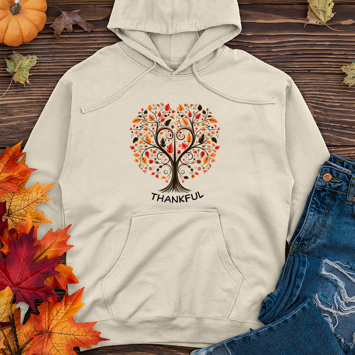 Retro Autumn Love Tree & Heart Icons Midweight Hooded Sweatshirt