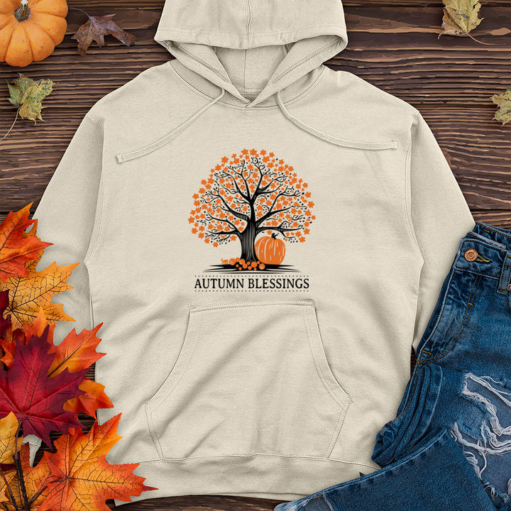 Retro Polka Dot Pumpkin Harvest Tree Midweight Hooded Sweatshirt