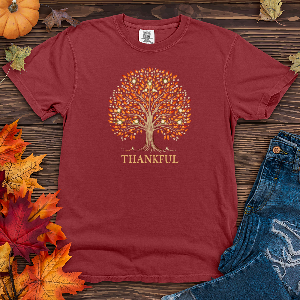 Retro Bonfire Sparkle Fall Themes Tree Heavy Cotton Comfort Colors Tee