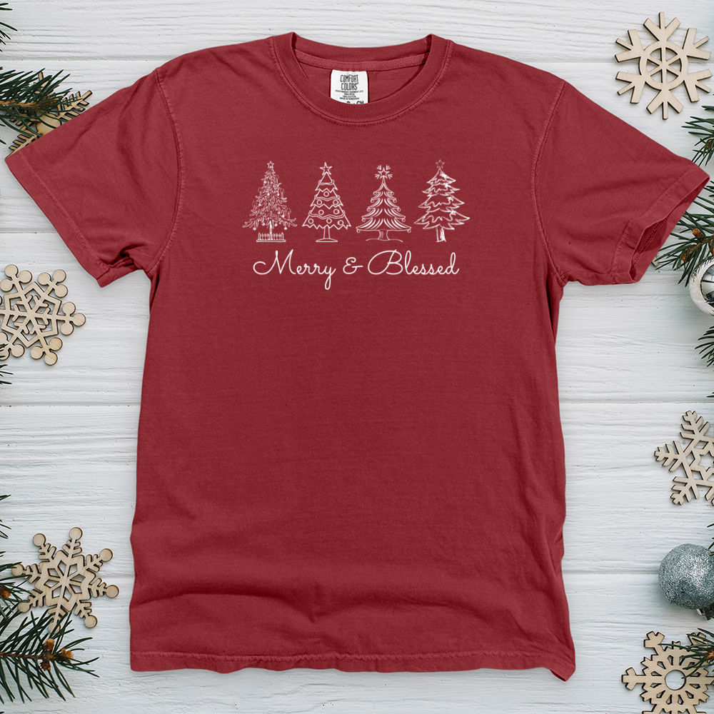 Merry & Blessed White Trees Heavy Cotton Comfort Colors Tee