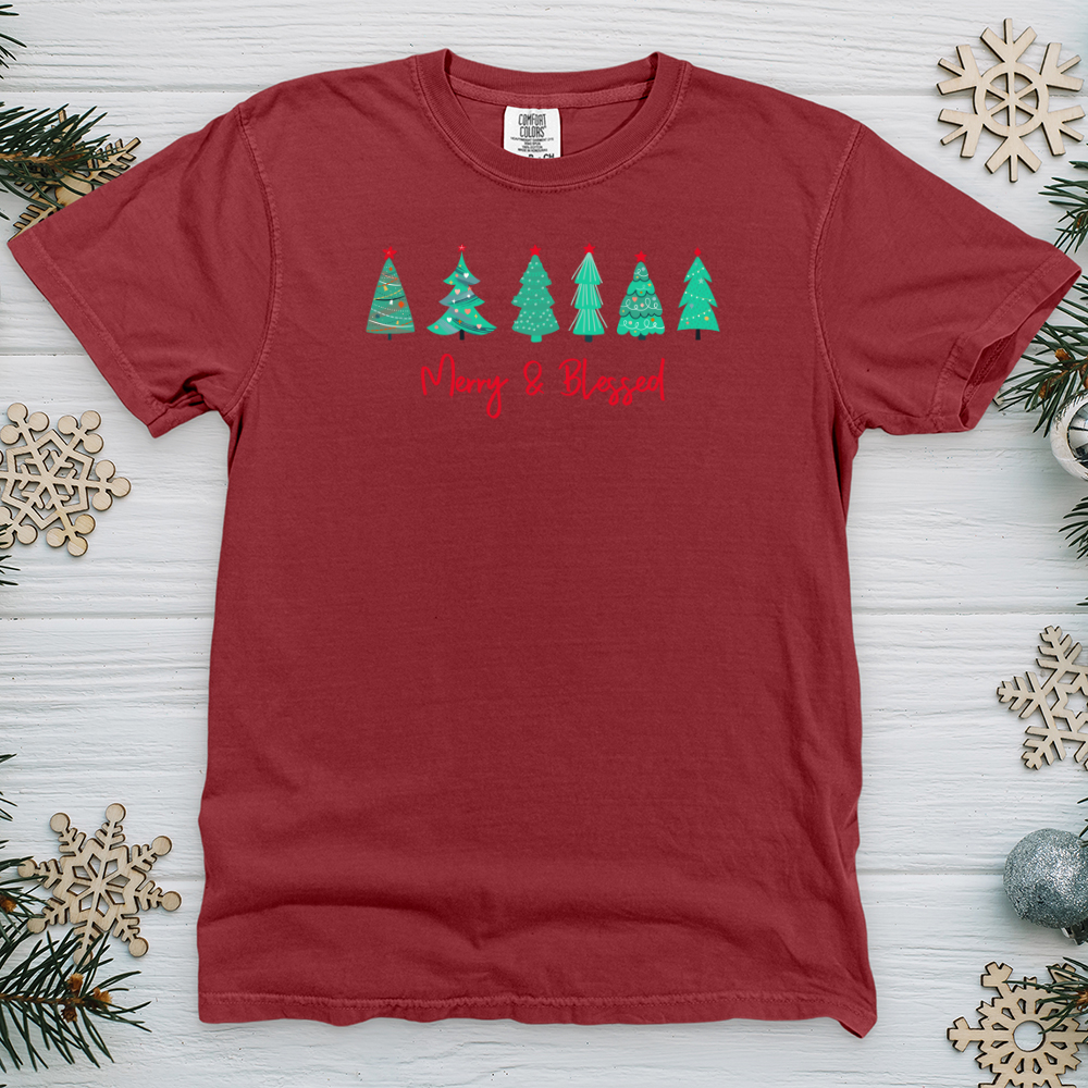 Merry & Blessed Turquoise Trees Heavy Cotton Comfort Colors Tee