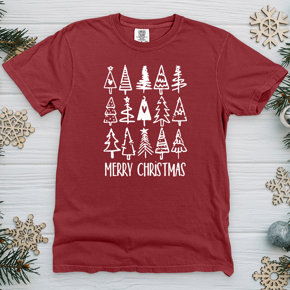 Merry Christmas Tree Pattern Heavy Cotton Comfort Colors Tee