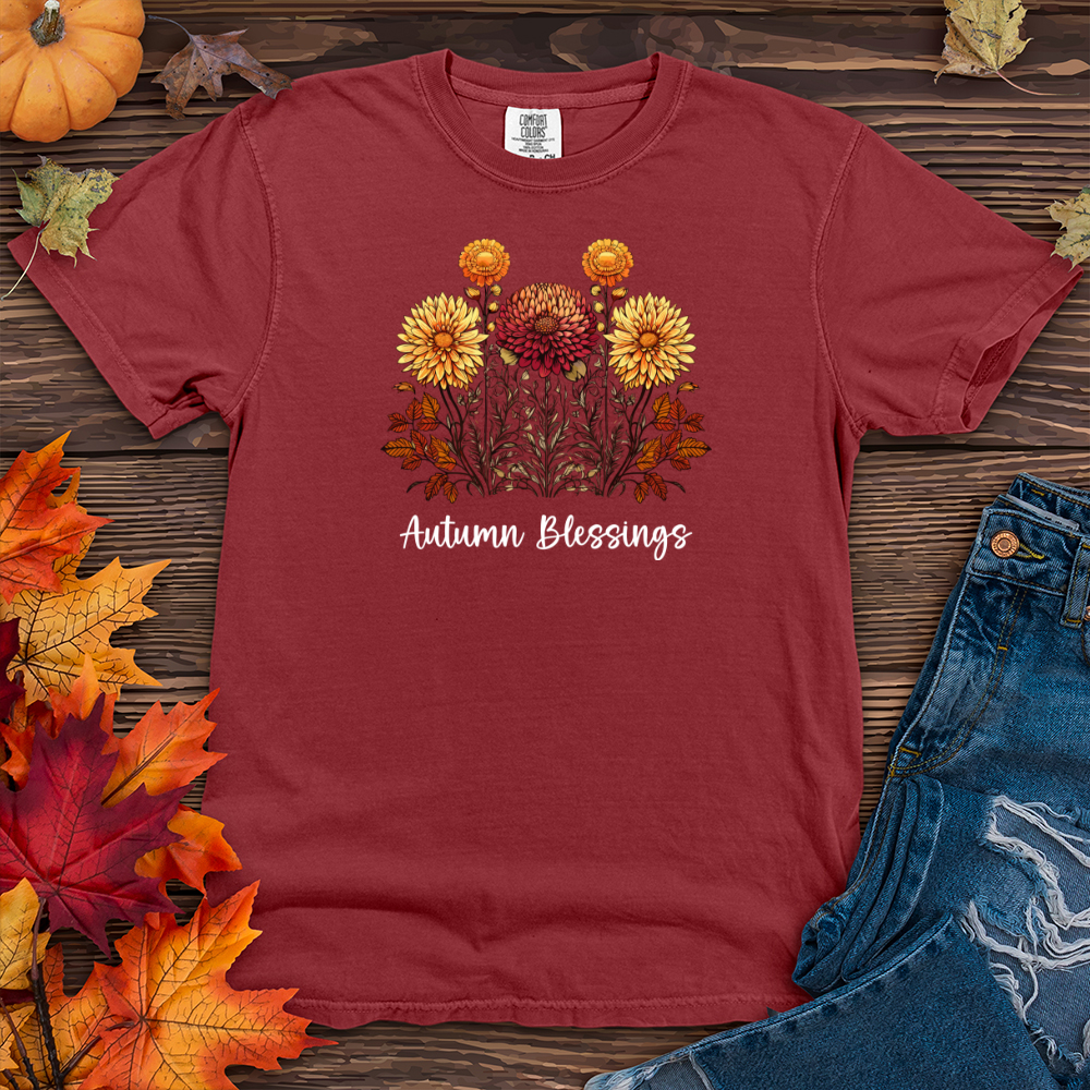 Retro Blooming Autumn Floral Trio Heavy Cotton Comfort Colors Tee