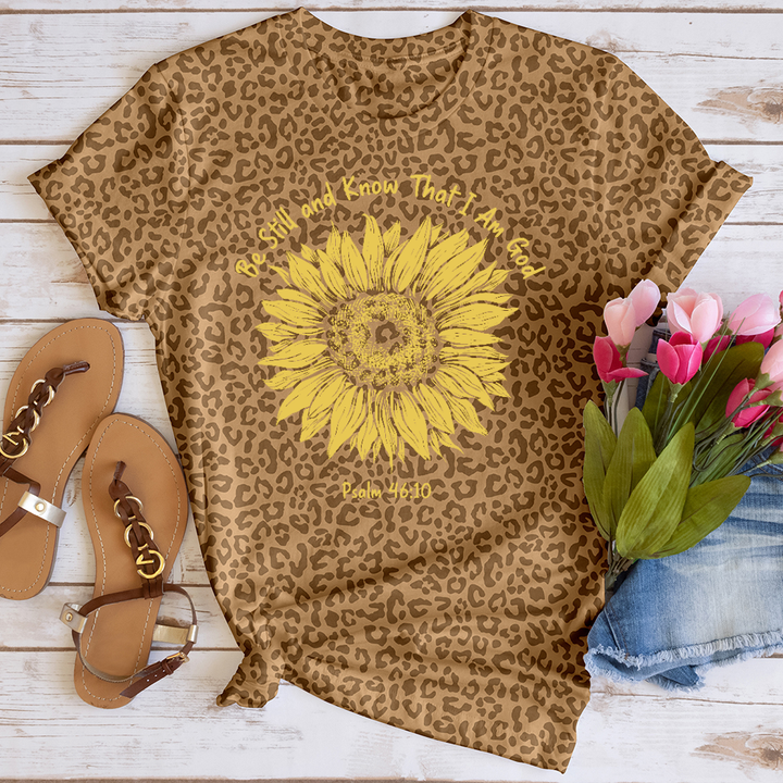 Be Still Sunflower Leopard Tee