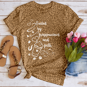 Fueled by Frappuccinos and Faith Leopard Tee