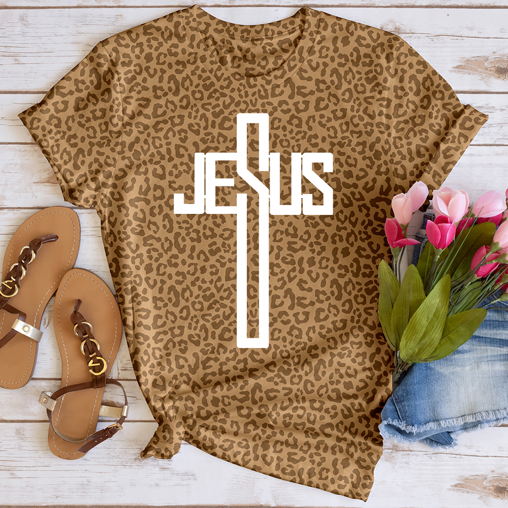 He Died For Us Leopard Tee