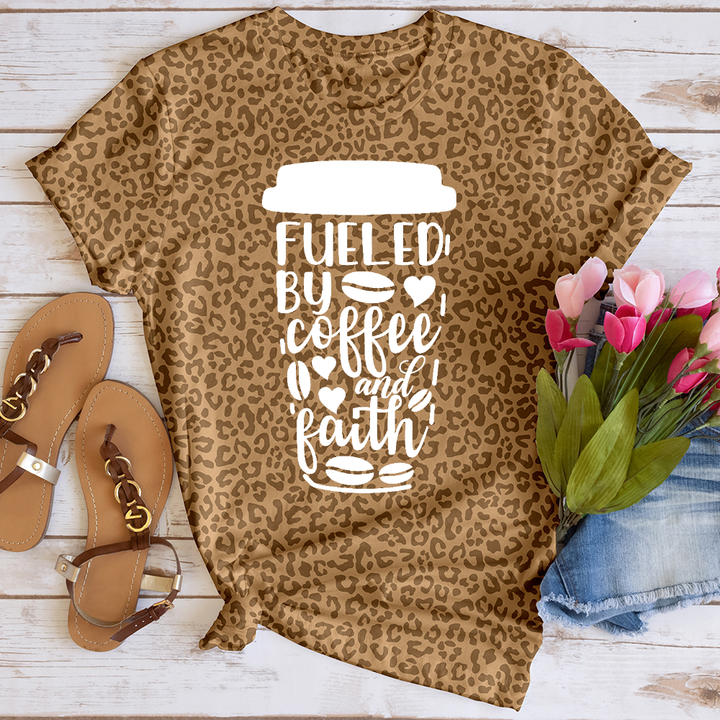 Fueled by Coffee Cup Leopard Tee