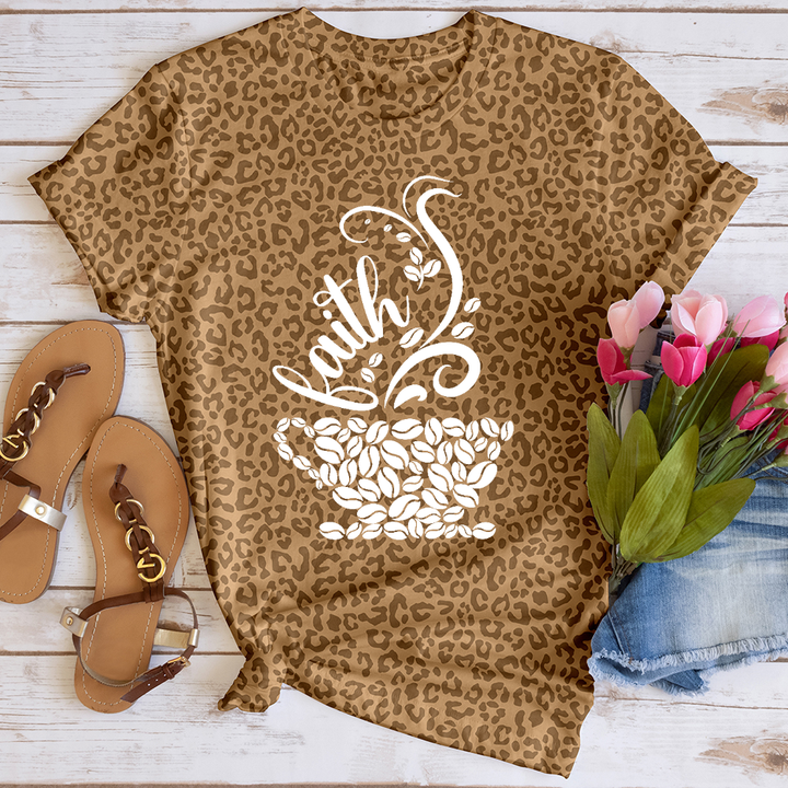 Coffee and Faith White Leopard Tee