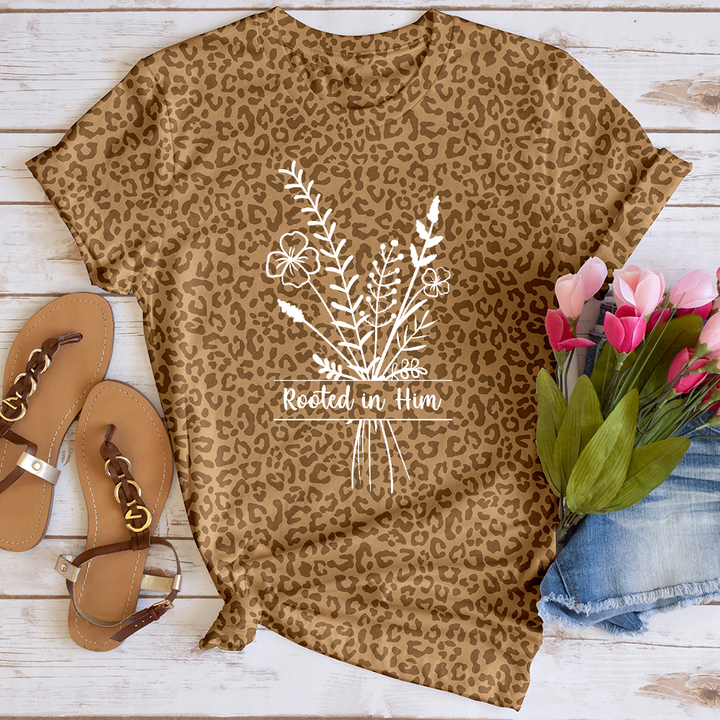 Rooted in Him Leopard Tee