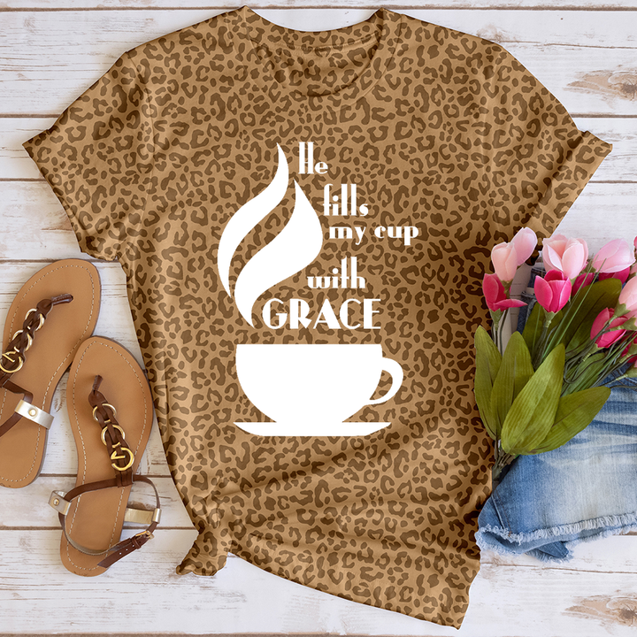 He Fills my Cup Leopard Tee