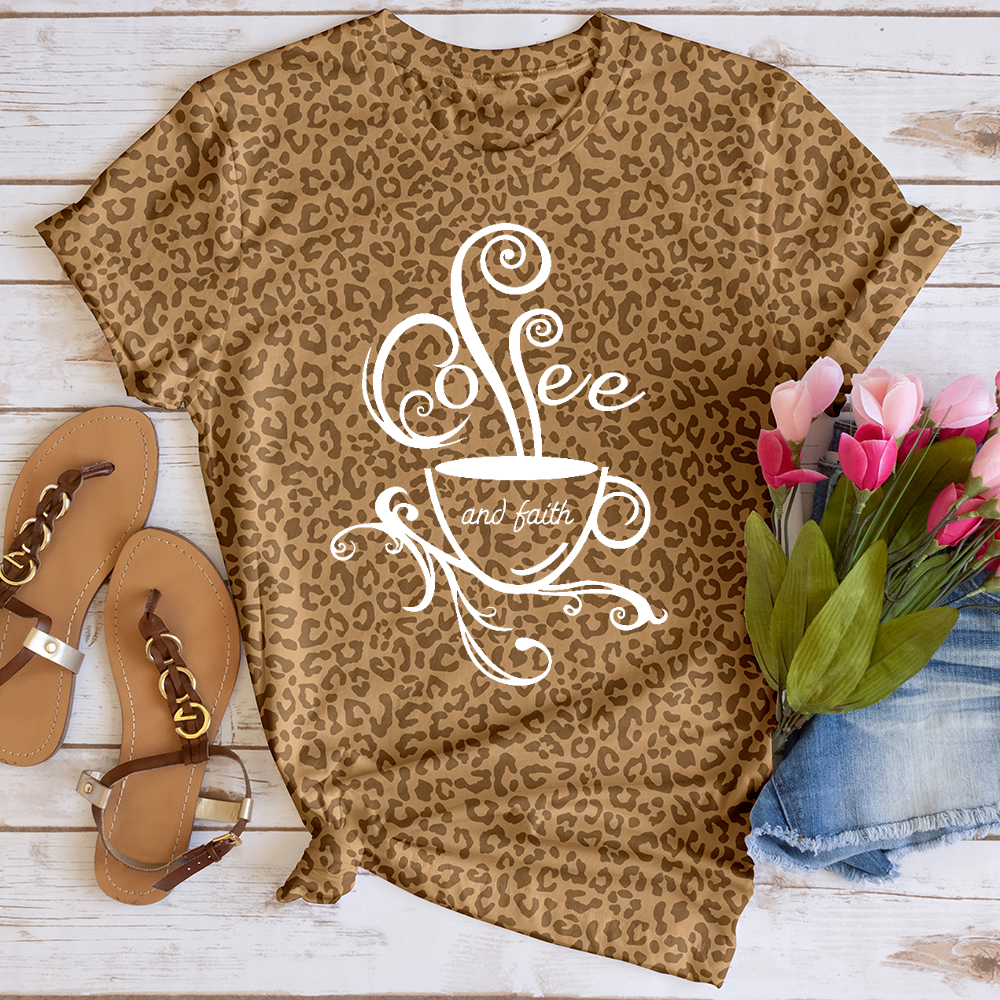 Coffee and Faith 1 Leopard Tee