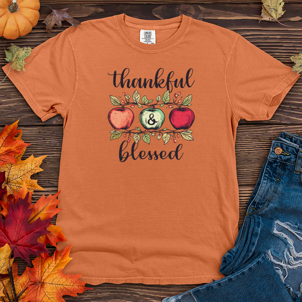 Retro Cozy Floral Trio Apples Heavy Cotton Comfort Colors Tee