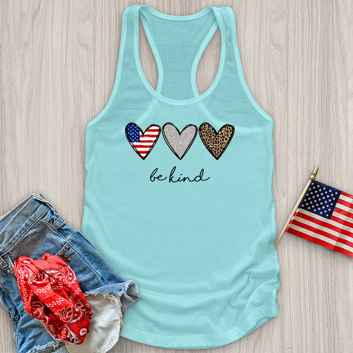 Be Kind Heart Flag Tank Top