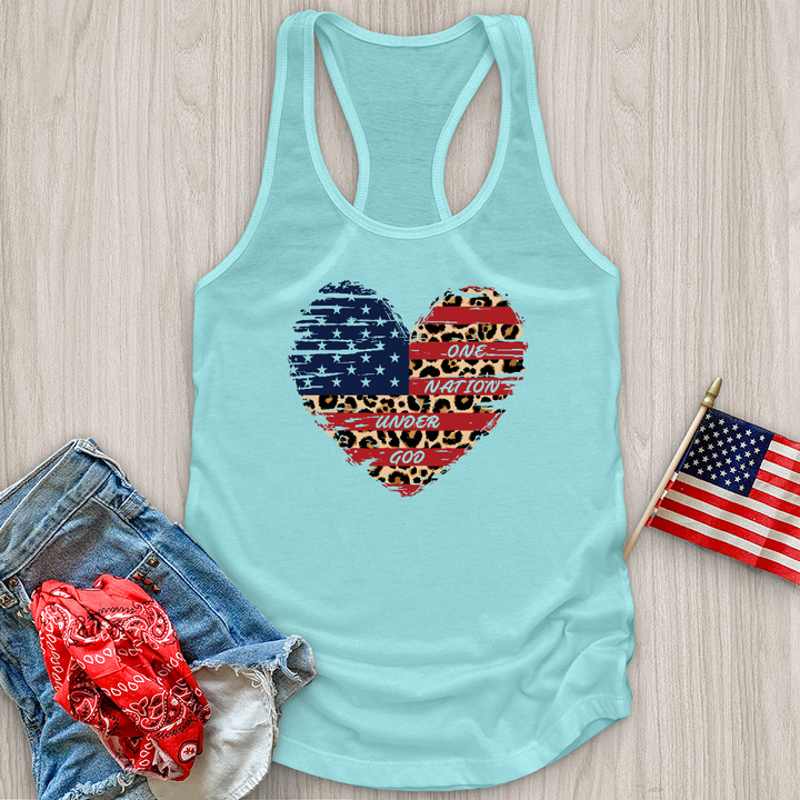 One Nation Leopard Heart Tank Top