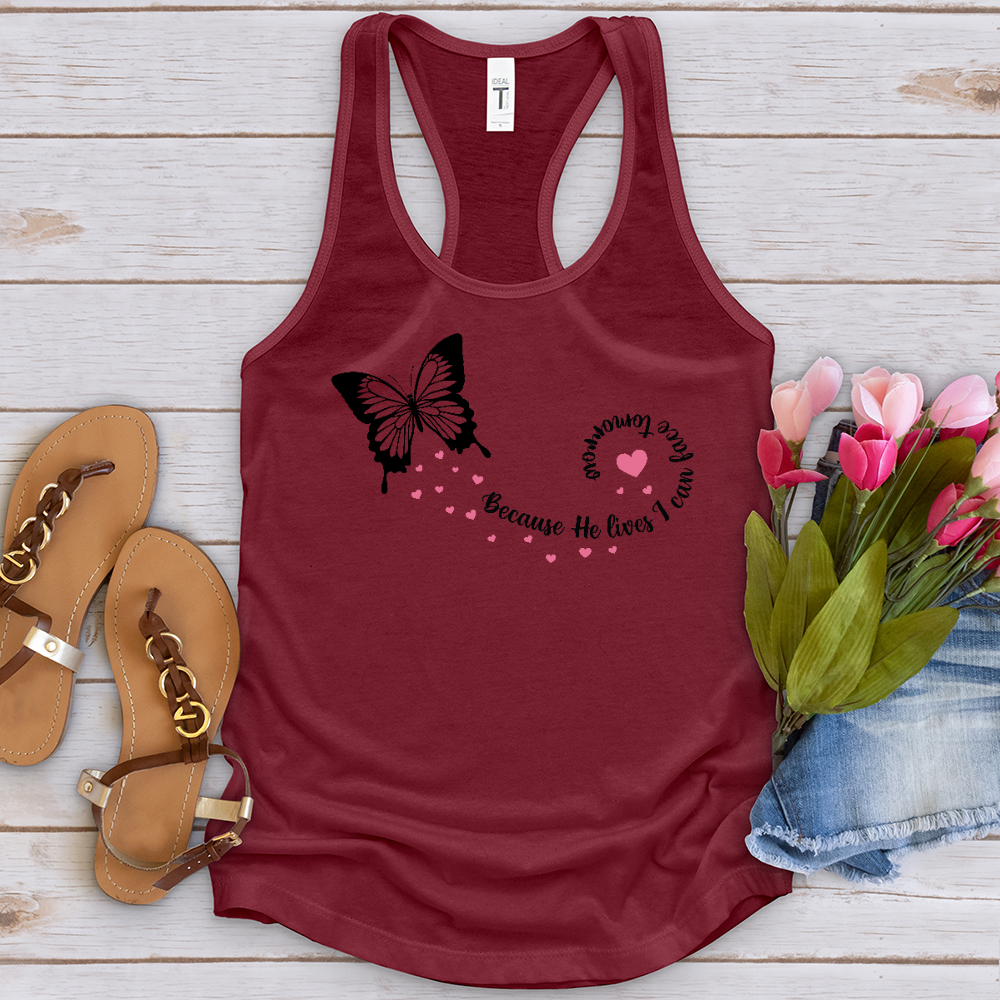 Because He Lives Butterfly Tank Top