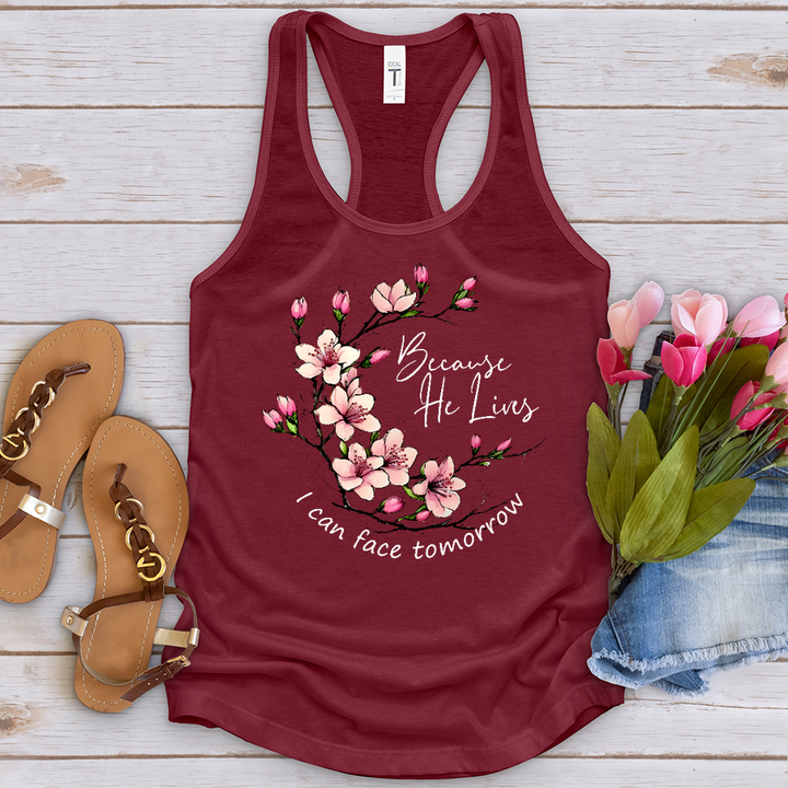 Because He Lives Pink Flowers Tank Top