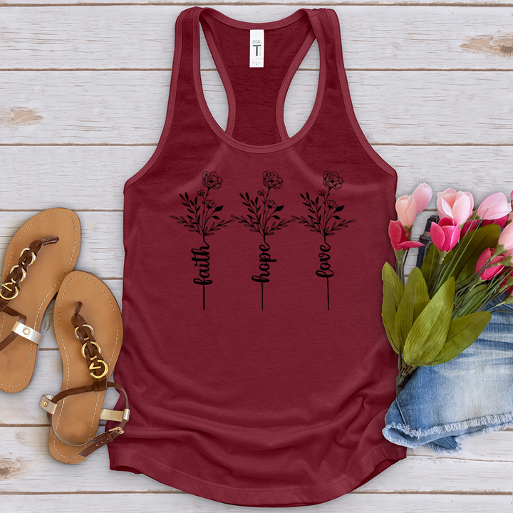 Faith Hope Love Spring Flowers Tank Top