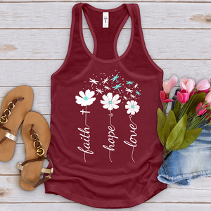 Faith Hope Love Dragonfly Floral Tank Top