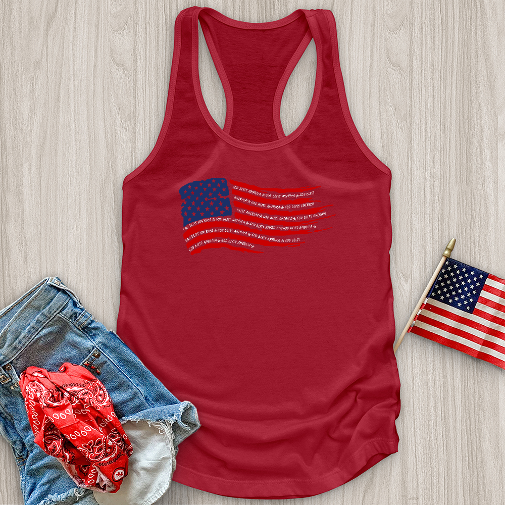 God Bless Word Flag Tank Top