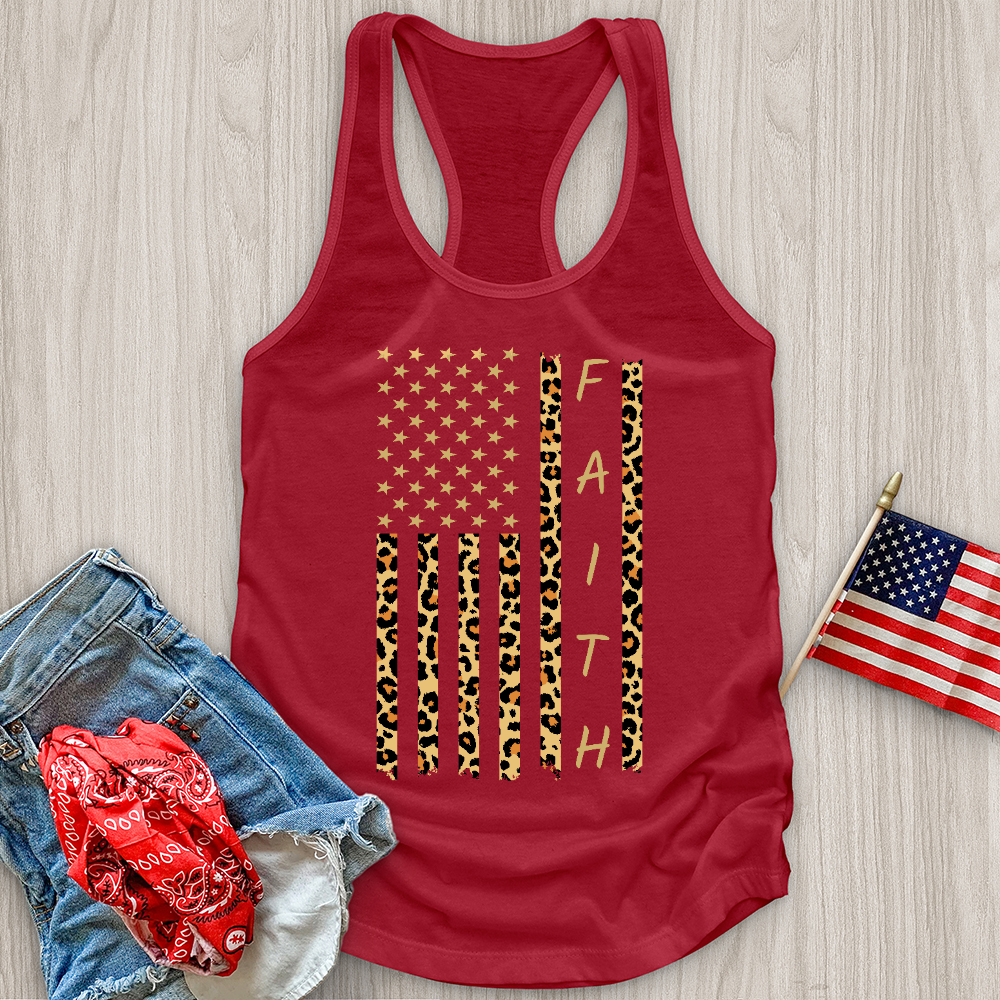 Faith Leopard Flag Tank Top