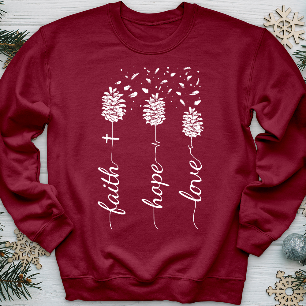 Faith Hope Love Pinecones Crewneck