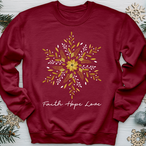 Faith Hope Love Snowflake Crewneck