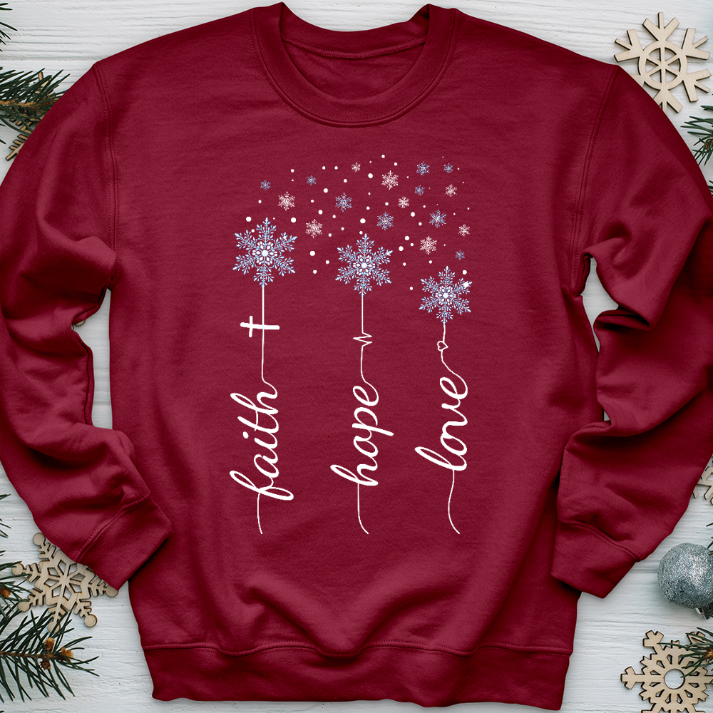 Faith Hope Love Snowflakes Crewneck