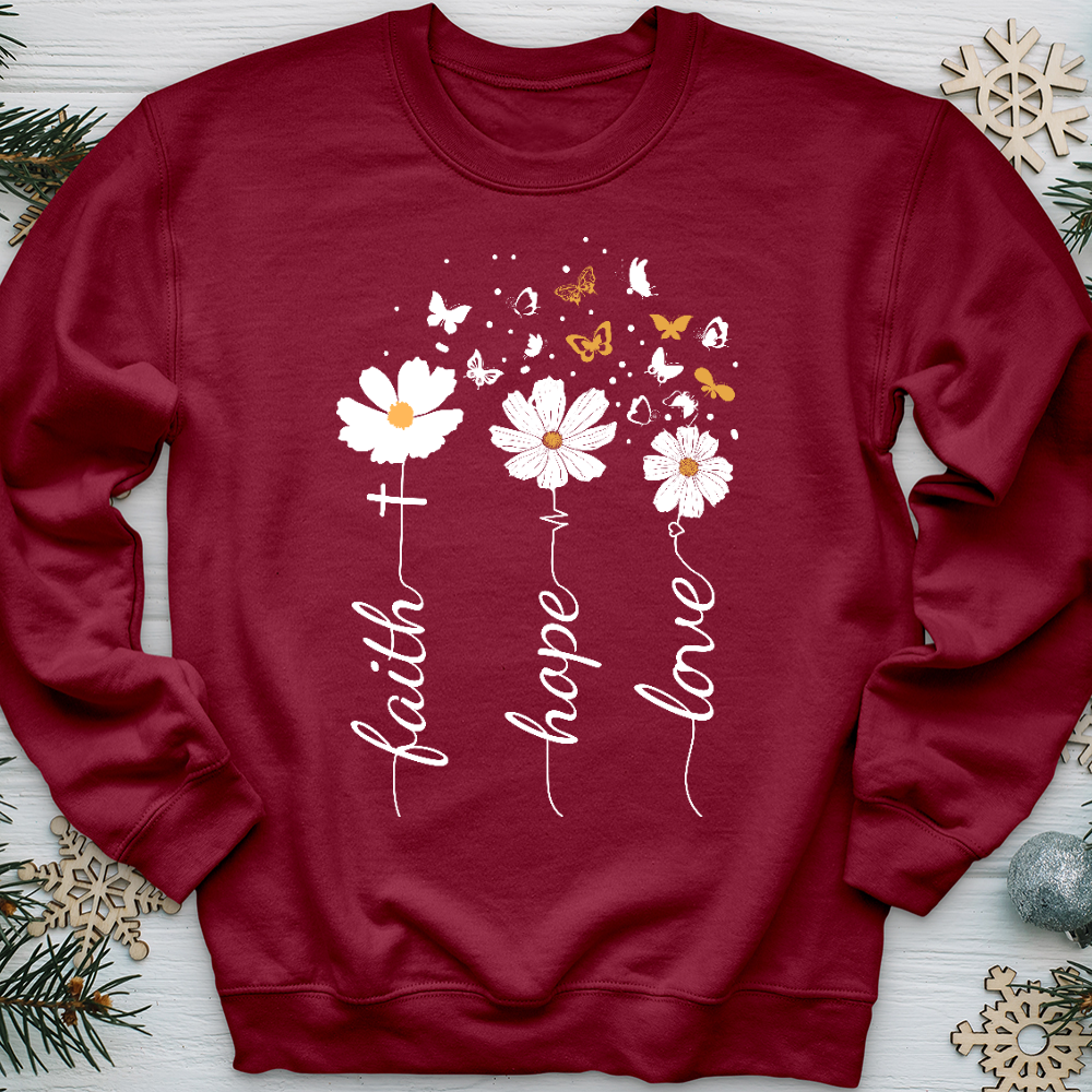 Faith, Hope, Love, Floral Crewneck