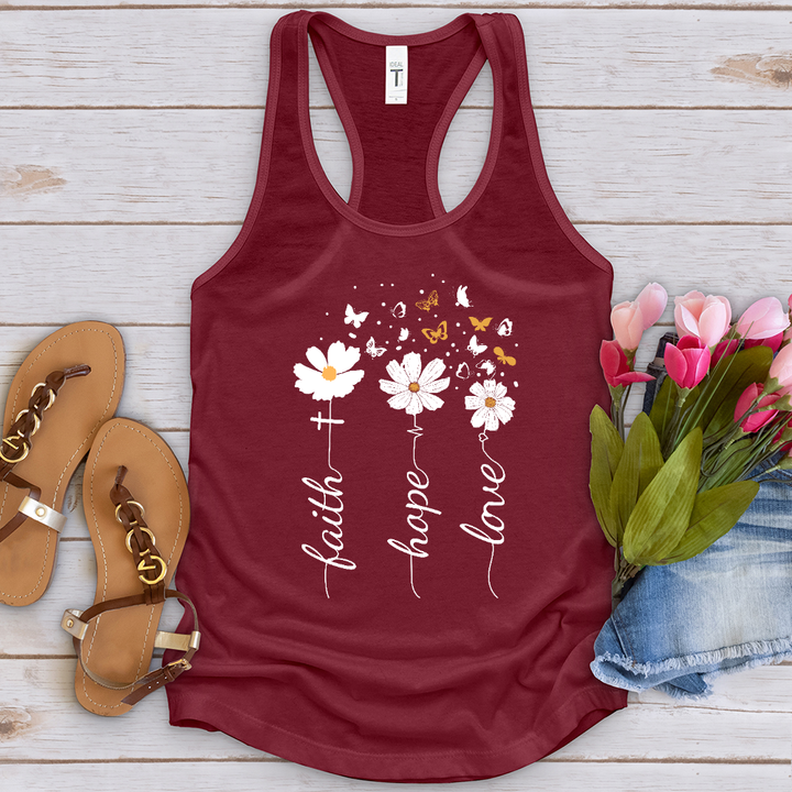 Faith, Hope, Love, Floral Tank Top