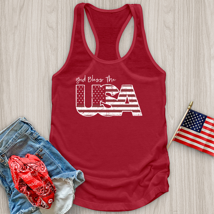 God Bless USA Faded Tank Top