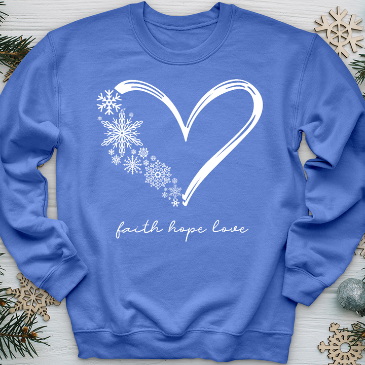 Snowflake Faith Hope Love Heart Crewneck