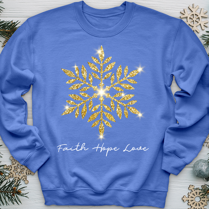 Gold Snowflake Shimmer Crewneck