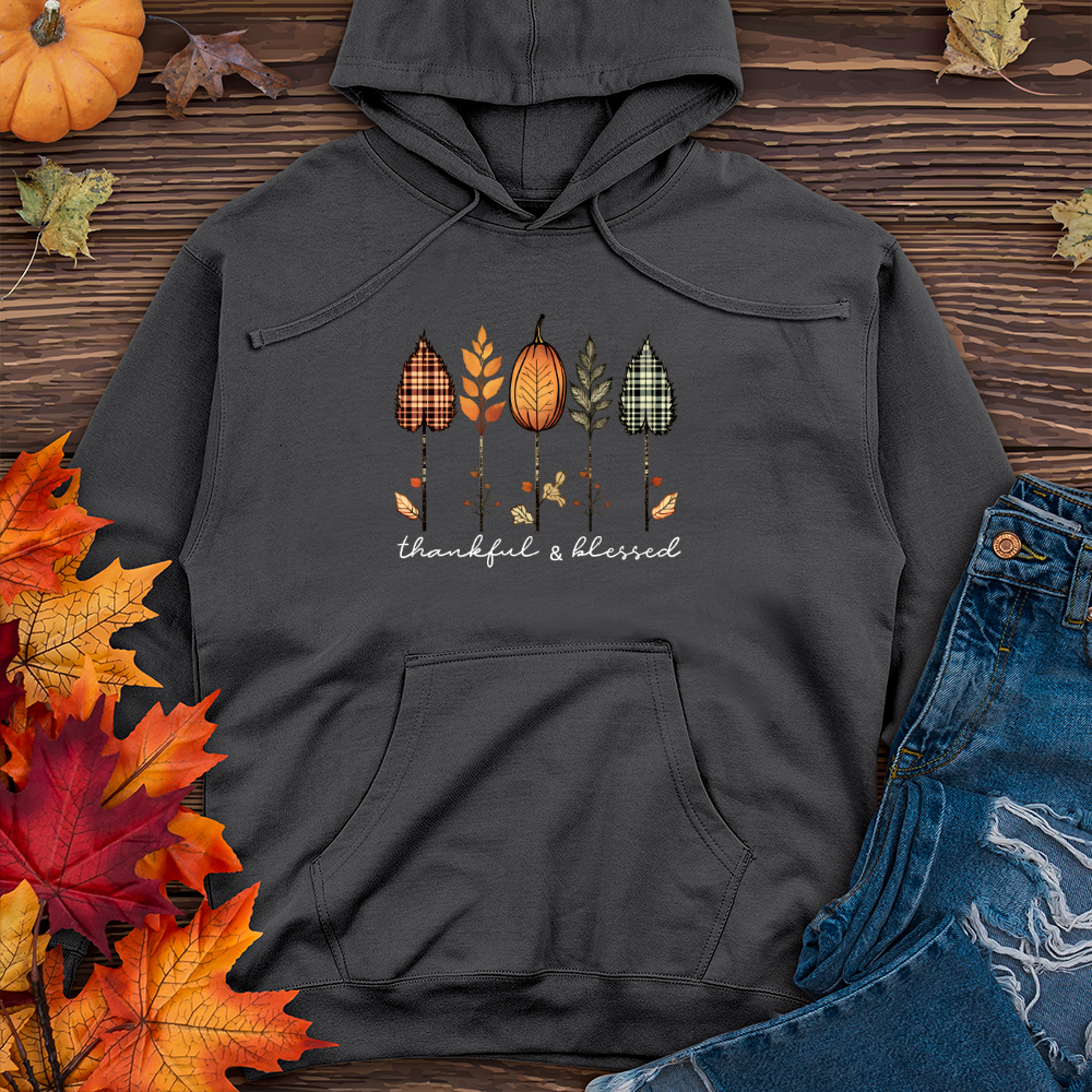 Retro Autumn Plaid Flannel Trio Midweight Hooded Sweatshirt