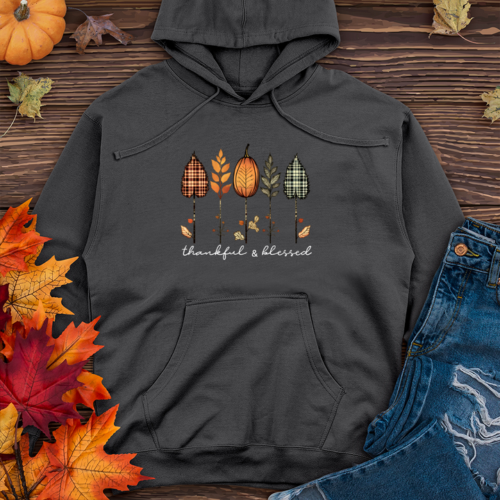 Retro Autumn Plaid Flannel Trio Midweight Hooded Sweatshirt