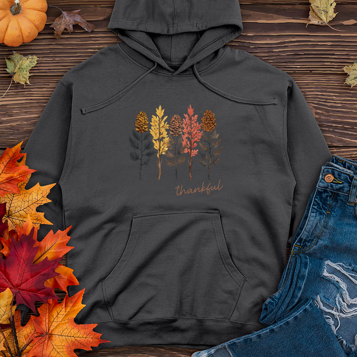 Cozy Autumn Trio Pine Trees Midweight Hooded Sweatshirt