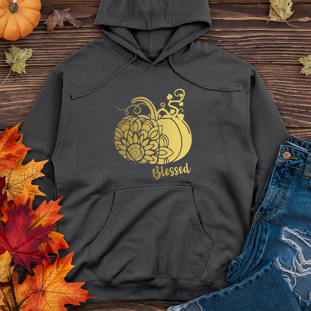 Blessed Gold Sunflower Pumpkin Midweight Hoodie