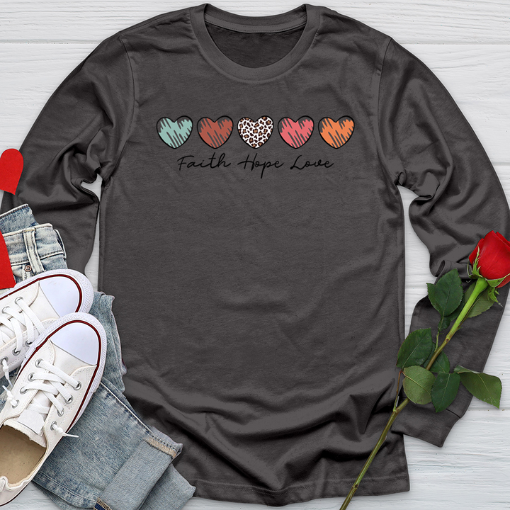 Faith Hope Love Mini Hearts Softstyle Long Sleeve