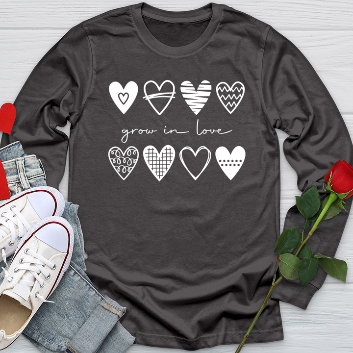 Grow In Love Hearts Softstyle Long Sleeve