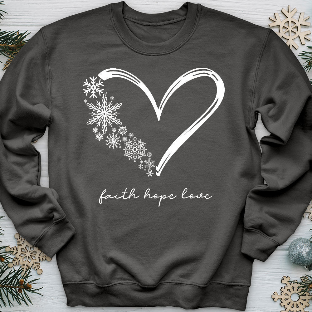 Snowflake Faith Hope Love Heart Crewneck