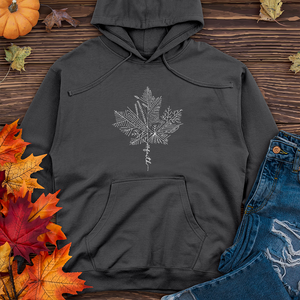 Thankful Maple Leaf Drawing Midweight Hoodie