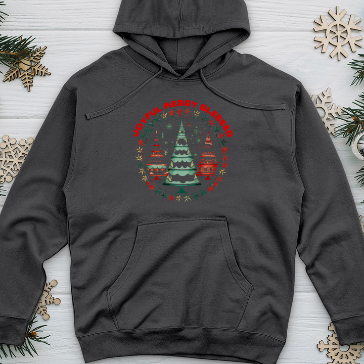 Vintage Christmas Tree Circle Midweight Hooded Sweatshirt