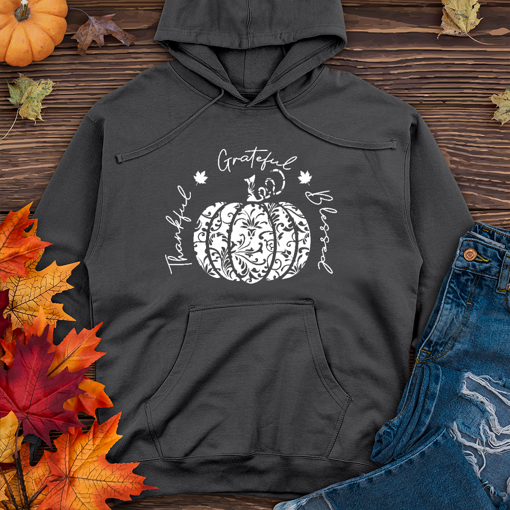 TGB White Floral Pumpkin Midweight Hoodie